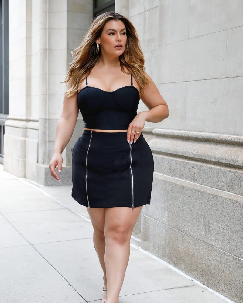Plus size black skirt zipper clearance